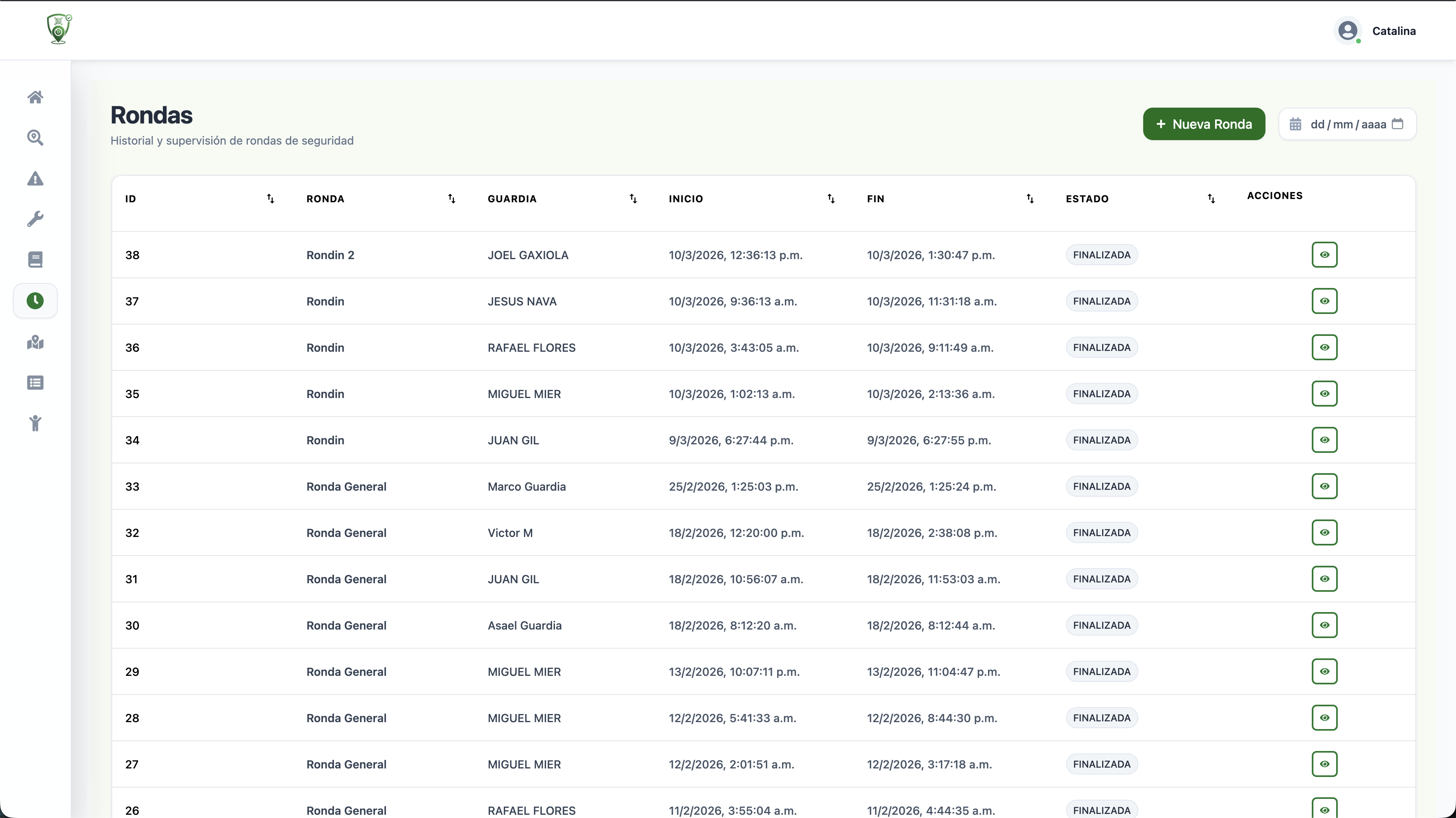 Gestor de Rondas y Recorridos